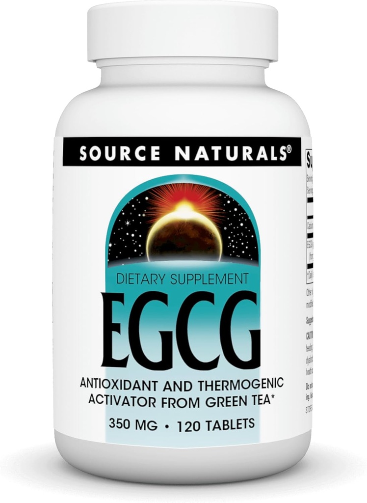 Source Naturals EGCG, Antioxidant og Thermogen Aktivator fra Green Tea *, 350 mg - 120 tabletter