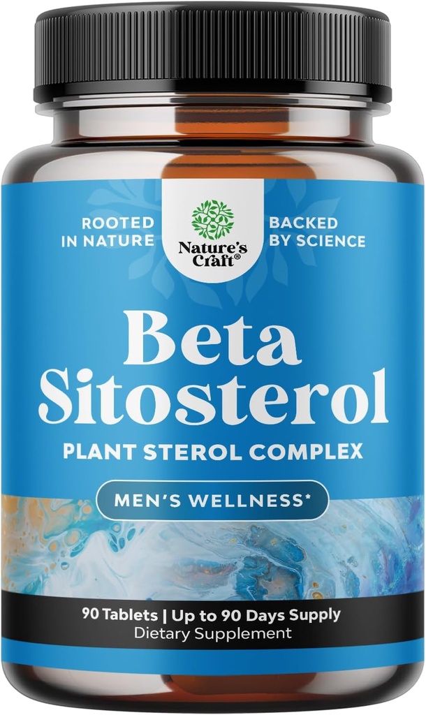 Natures Craft Plant Sterols Complex with Beta Sitosterol - 500mg Beta-Sitosterol Sterols and Stanols Supplement for Prostate Support - Prostate Health Supplement for Men - 90 Tablets