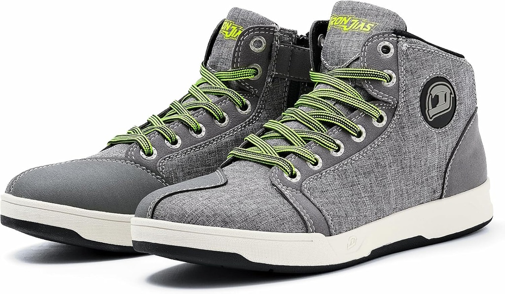IRON JIA 's Motorcykelsko til mænd, Breathable Anti- Slip Beskyttende Gear, Powersport Casual Motorcycle Riding Boots (Grey 8)