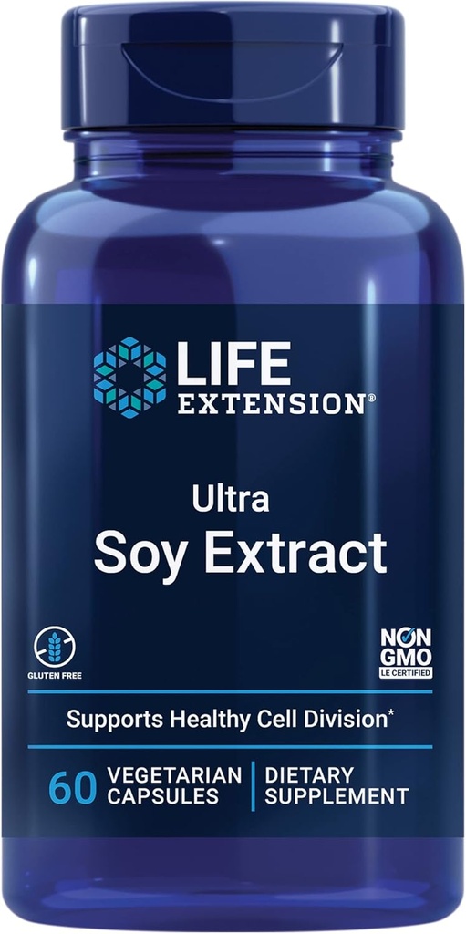 Life Extension Ultra Soy Extract, Sund Aging & Cell Health, Glutenfri, Non- GMO, Vegetar, 60 Kapsler