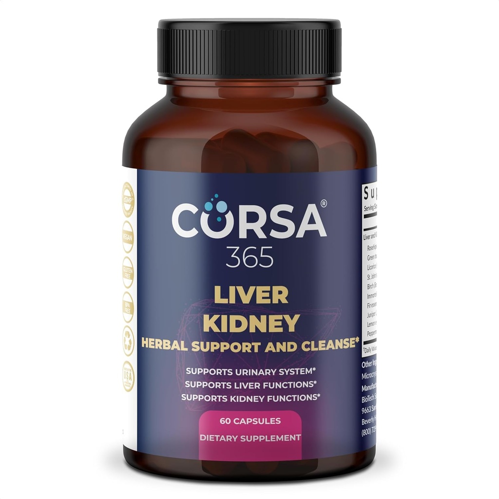 Liver and Kidney Cleanse & Support Herbal Complex - Kidney Cleanse Detox & Repair Liver Supplements for Men and Women - Organic Kidney Restore and Liver Support Supplement - 60 Capsules