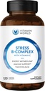 Vitamin World Stress B-vitamin Kompleks med C-vitamin, Timet Release High- Potency Vitamin B6, B12, Niacin, Folate & Biotin til stress, energi, Metabolisme og immunforsvar, Non- GMO, 120 kapsler