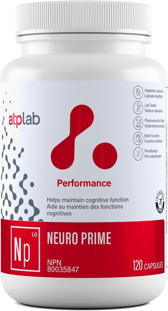 ATP LAB - Neuro Prime 120 kapsler - hjerne og hukommelse kosttilskud - hukommelse & fokus kosttilskud - kognitiv supplement & træthed supplement - mental sundhed