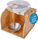 LiveFine Pill Dispenser Tipper (Dispenser er ikke inkluderet), One- Touch Operation, Automatic Pill Dispensing, Stilfuld Wooden Base, Kompatibel med LiveFine & andre førende modeller