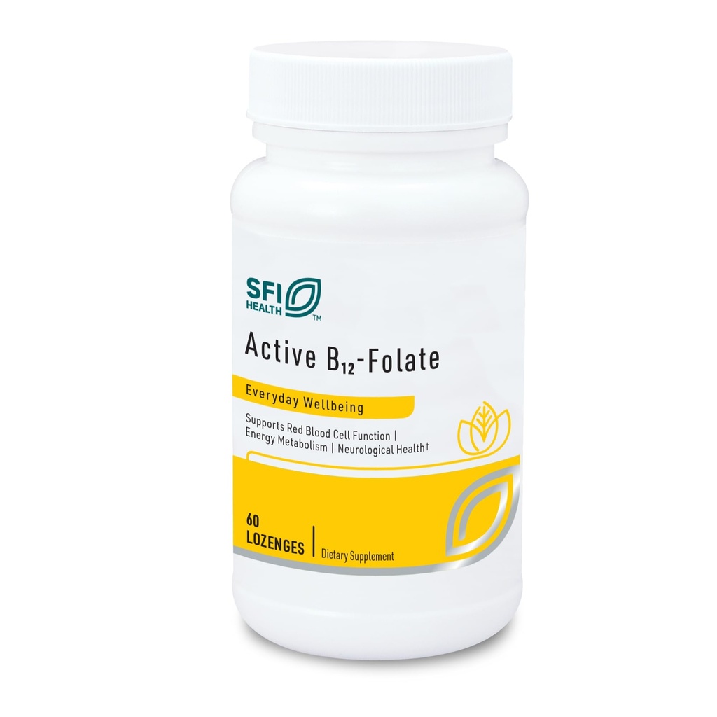 Klaire Labs SFI Health Active B12 - Folate Supplement - Opløselig Lozenge med methylfolat & vitamin B12 Methylcobalamin - Højt Absorbable - Support Sund Mood, Energy & Cognition (60 Greve)