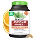 Zenwise Health Enhanced Absorption Liposomal Vitamin C tillæg - 1500mg Liposomal VIT C for immunforsvar, Antioxidant & Natural Energy Boost - Organic & Gluten Free - Unflavored, 180 Kapsler
