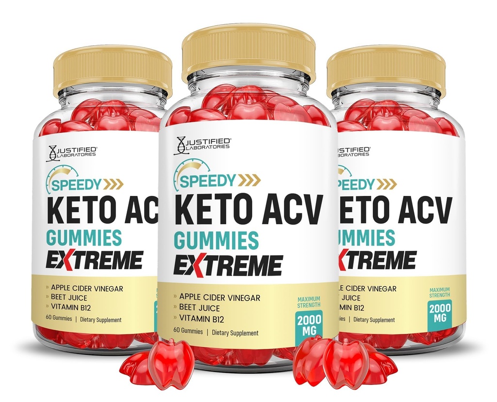 (3 Pack) Speedy Keto ACV Gummies Extreme 2000MG Speedy Keto Gummies Advanced Formel Apple Cider Vinagar med Pomegranat Beet Juice Powder B12 Vegan Non GMO 180 Gummys