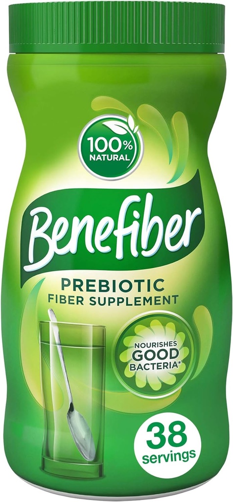 Benefiber Daily Prebiotic Dietary Fiber Supplement Pulver til fordøjelsessundhed, 100% Natural, Clear og Taste- Free, 38 portioner / 5,4 ounces