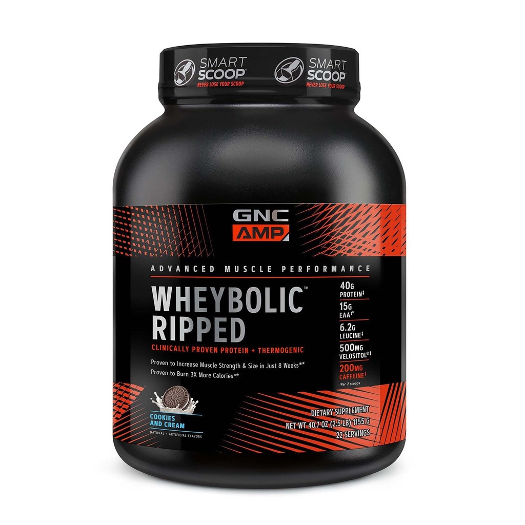 GNC AMP Wheybolc Ripped - Cookies og fløde (22 Servere)