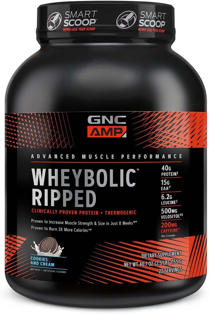 GNC AMP Wheybolc Ripped - Cookies og fløde (22 Servere)