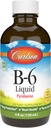 Carlson - B-6 Væske, Vitamin B-6, Energiproduktion, Heart Health, Berry Lemonade Flavor, 120 ml (4 Fl Oz)