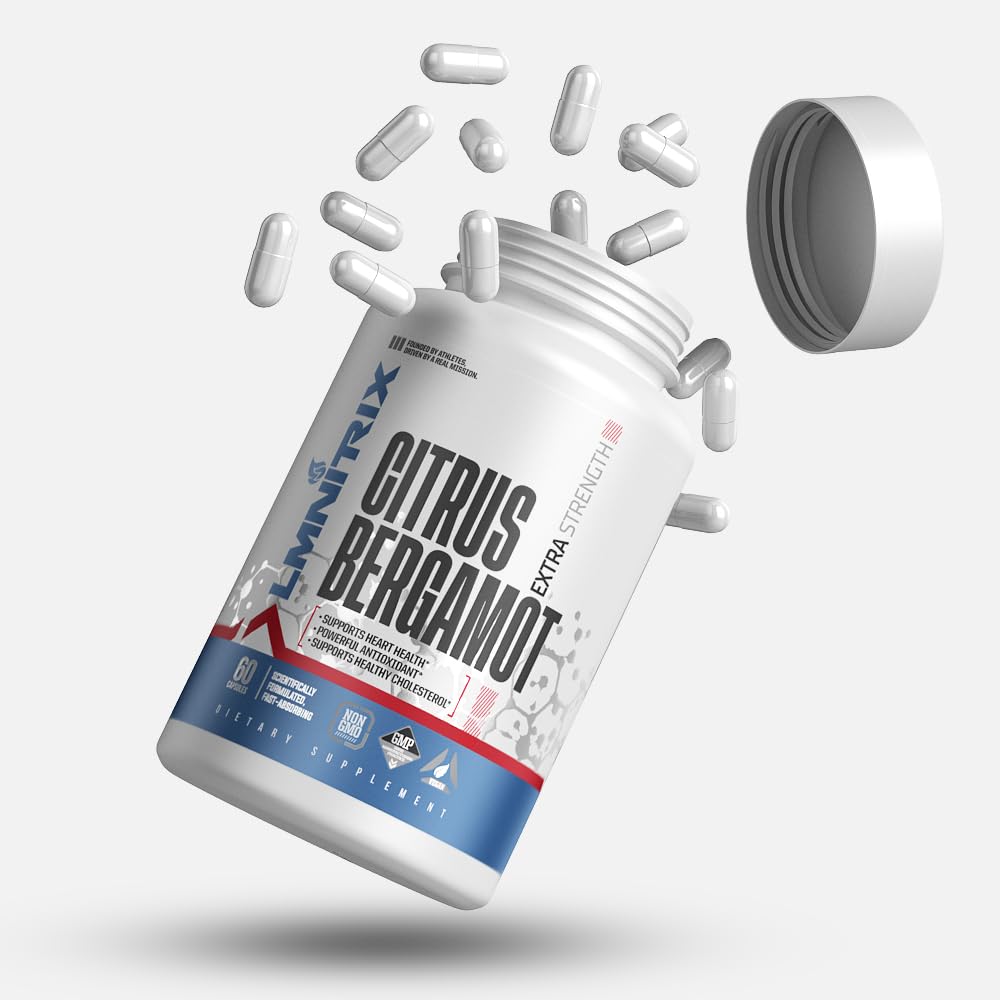 Citrus Bergamot Supplement 1,200mg - fremmer Cholesterol Sundhed & støtter et sundt hjerte - 60 kapsler - Vegan, Gluten- Free & Non- GMO