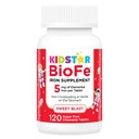 KidStar Nutrients BioFe Pure Iron Chewables til børn og voksne, Sweet Blast, Ingen sukker, sødet med Xylitol, 120 tyggetabletter