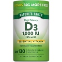 Nature's Truth Vitamin D3 1000 IU Softgels | High Potency Formula | 25 mcg | Non-GMO & Gluten Free Supplement