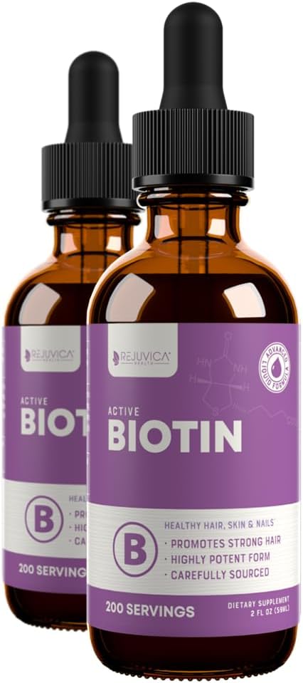 Rejuvica sundhed aktiv biotin - avanceret flydende biotin supplement - 5000mcg støtte hår hud & negle