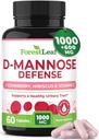 ForestLeaf D Mannose 1000mg kapsler - D- Mannose med Cranberry, Hibiscus & VIT C, Urinary Tract Sundhed for kvinder og mænd, Organic DMannose piller til UTI, Urinary Health & Brege Support 60 Kapsler