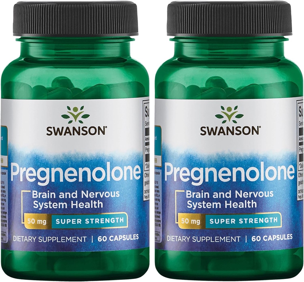 Swanson Pregnenolone - Super Strength 50 mg 60 Caps (2 Pack)