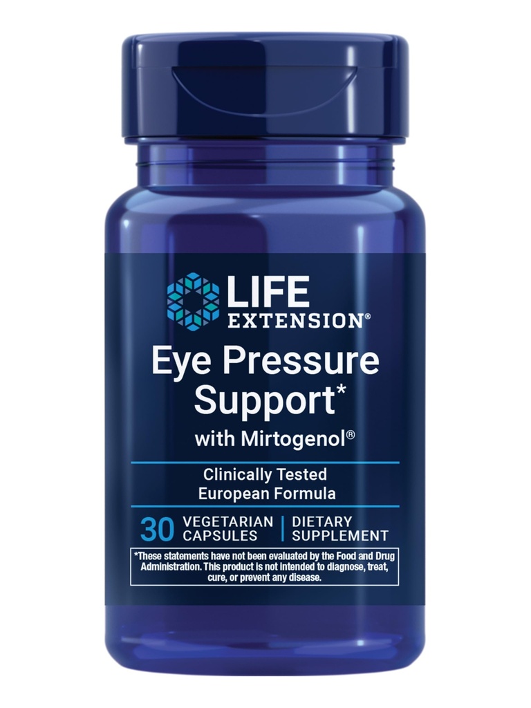 Life Extension Eye Pressure Support med Mirtogenol - Eye Health Supplement for Sund Eye Pressure - med fransk maritim fyrrebark - Glutenfri, Vegetarisk, Non- GMO - 30 kapsler