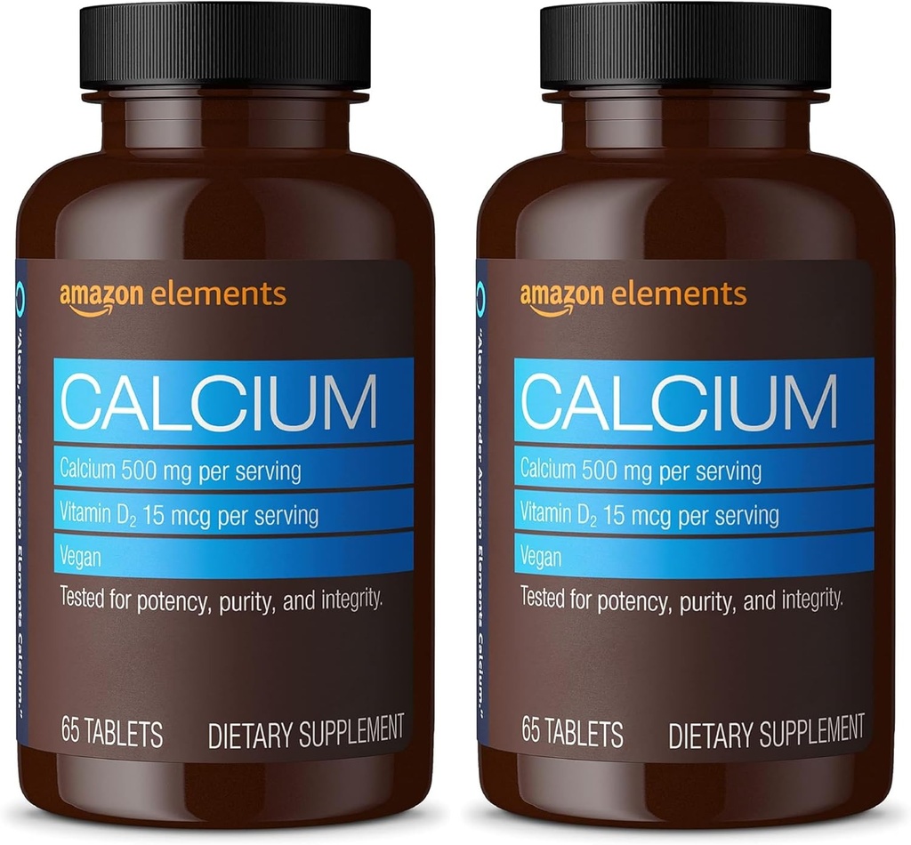 Elementer Calcium Plus Vitamin D2, 65 tabletter (2 måneders forsyning) (Packaging May Vary) (pakke med 2)