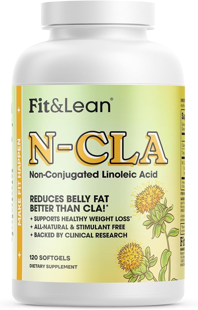 Fit & Lean N- CLA, vægttab supplement, reducerer Belly Fat bedre end CLA, Boost Metabolisme, understøtter Lean Muscle, Stimulant fri, ikke konjugeret linolsyre, 120 Servere (Packaging May Vary)