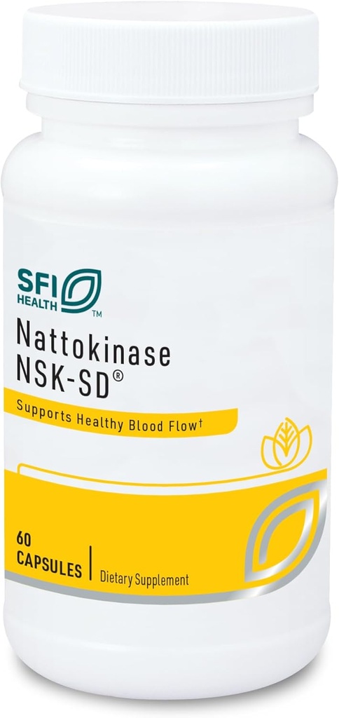 Klaire Labs SFI Health Natokinase NSK- SD - Proteolytisk enzym for cardiovaskulær support, Dairy & Gluten- Free (60 kapsler)