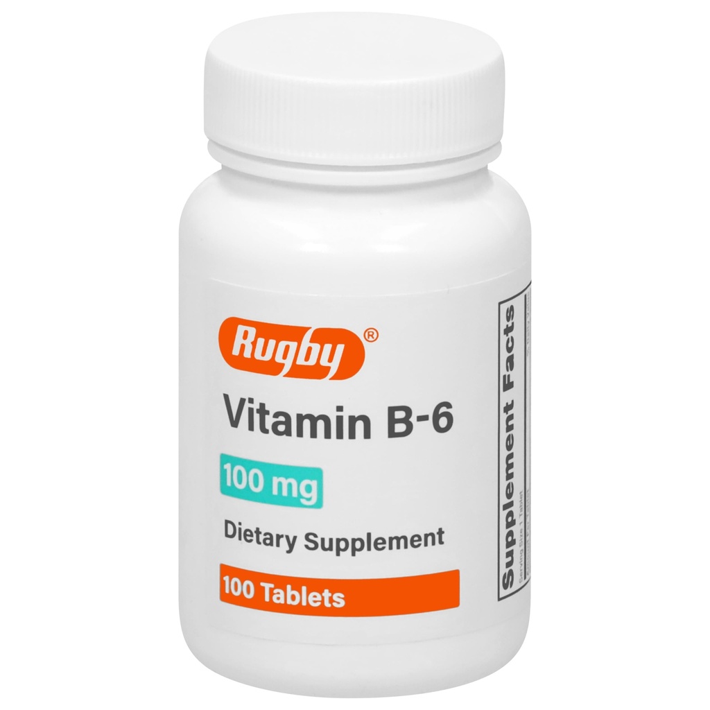 Rugby vitamin B- 6 tabletter - 100 mg vitamin B6 - Kosttilskud - 100 tal