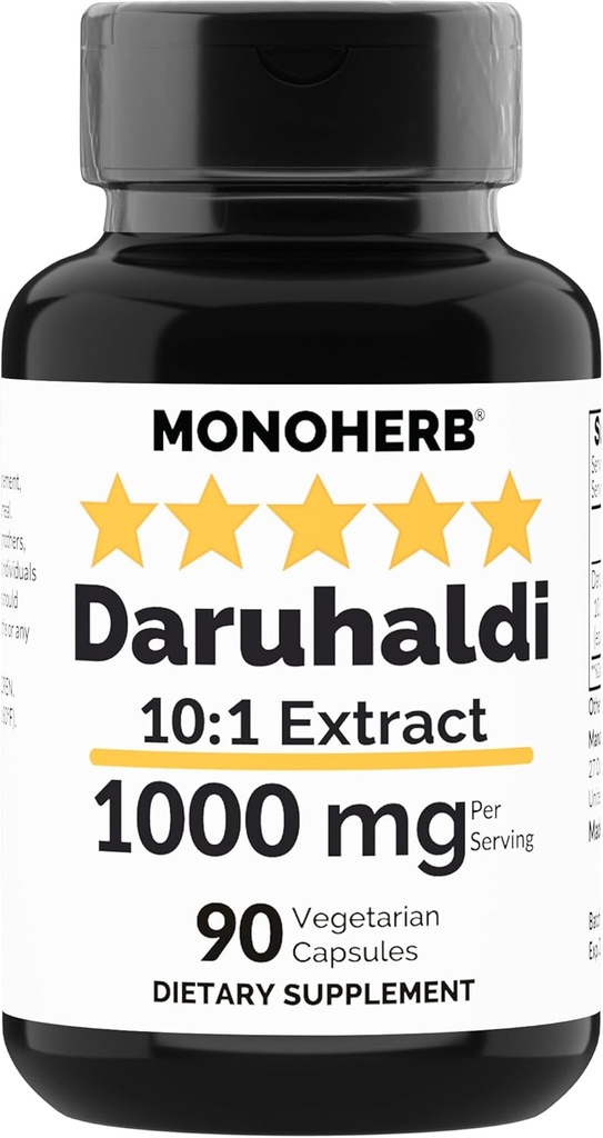 MONOHERB Daruhaldi Extract 1000 mg - 90 Kapsler - Indisk Berberry - Berberis Aristata - Daru Haldi