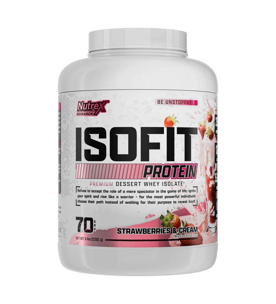 Nutrex Forskning IsoFit Whey Protein Powder Instantized 100% Whey Protein Isolate (70 Servere, Jordbær & Cream)