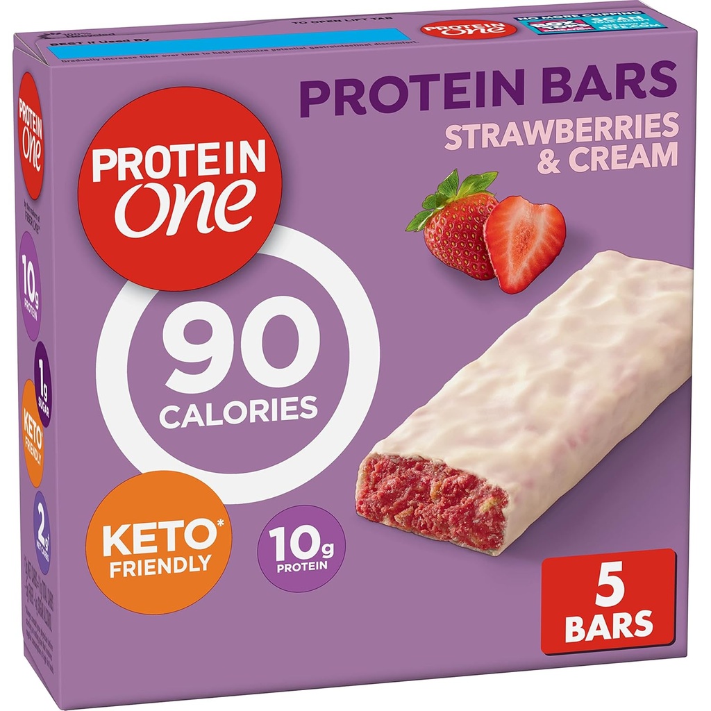 Protein One 90 Calorie Protein Barer, Jordbær og fløde, Keto Friendly, 5 Ct, 4.8 oz