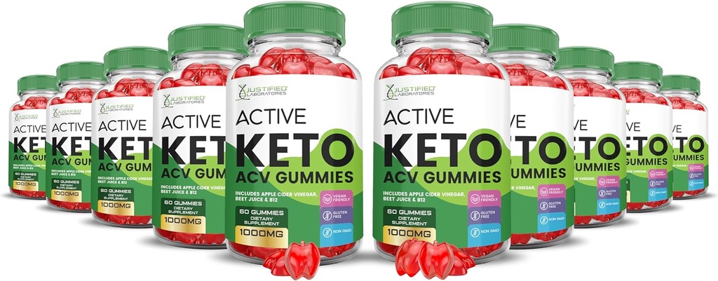 (10 Pack) Active Keto ACV Gummies Advanced Formel 1000MG ActiveKeto Keto Gummies Apple Cider Vinagar Formuleret med Pomegranate Beet Juice Powder B12 Vegan Non GMO 600 Gummys