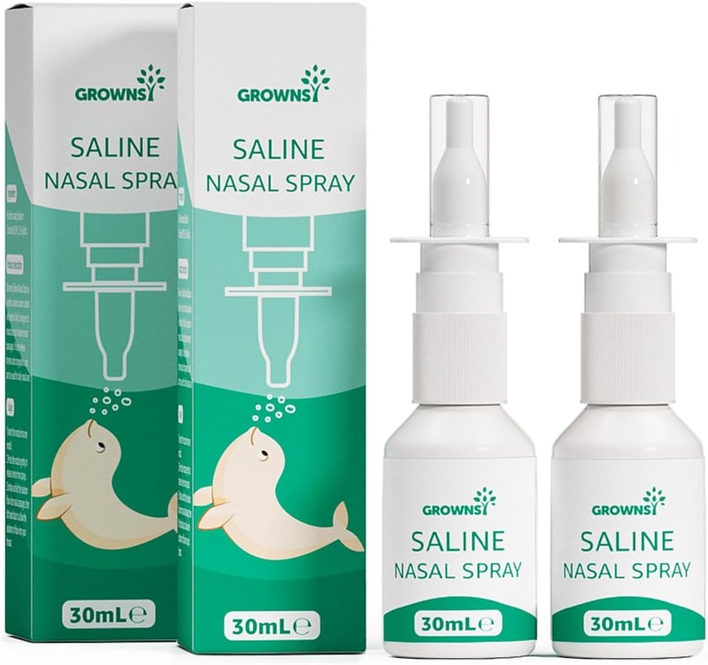 GROWNSY Baby Saline Nasal Spray, 2 PCS Natural Nasal Spray med Xylitol, Non- Alkoholic, Instant Relief af Nasal Congestion og daglig pleje