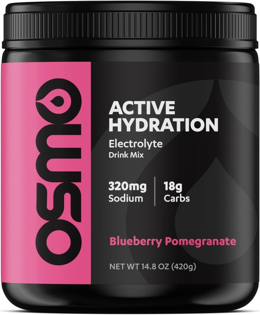 Osmo Active Hydration Electrolyte Powder (20 Servere) - Inkluderer natrium, Magnesium, Kalium, Carbs & Vitaminer, rørsukker - Alle naturlige, 3X Hurtigere Hydrering, øger magt & Endurance, Blåbær