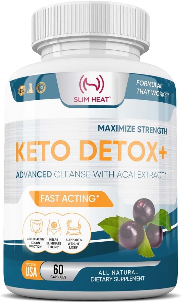 Detox rengøring for vægttab - Natural Gut & Intestinal Rensepiller - Proprietær Blend med Psyllium Husk - Keto Detox for kvinder & mænd - Non- GMO, NSF Certified, Made in USA - 60 Kapsler
