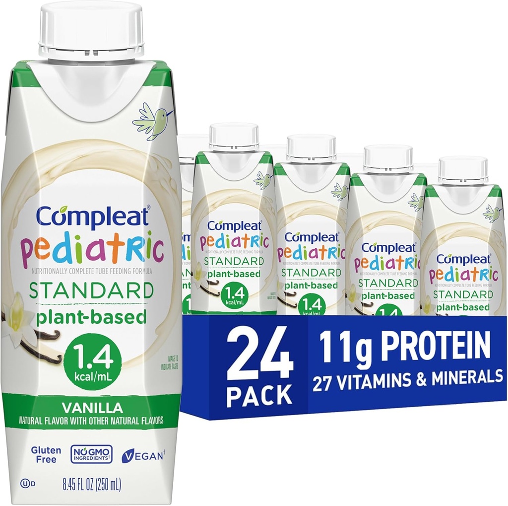 Compleat Pædiatrisk Standard 1,4 ml, Plant baseret næringsmæssigt Complete Shake, Tube Fodring Formel, Vanilla Flavor, 24 Pack