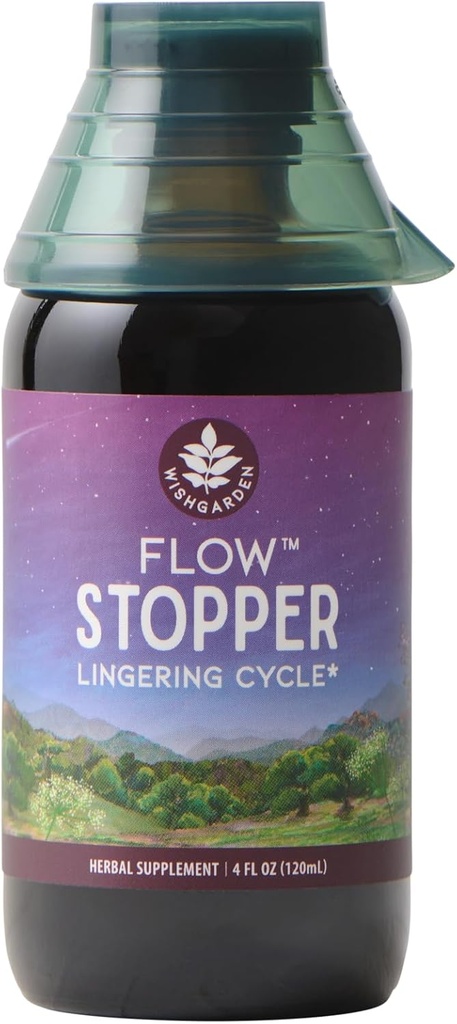 WishGarden Urter Flow Stopper Lingering Cycle (Wombstringe) - Plantbaseret Herbal Formel w / Shepherd 's Purse & Witch Hazel, Moderate Breatkough Blødning, Blood Flow & Spotting Mellem Cykler, 4oz