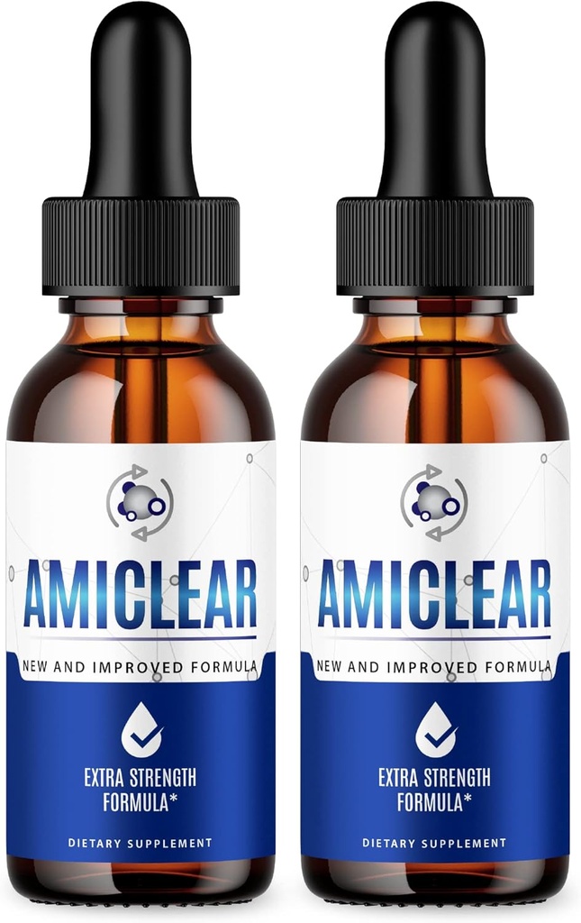 (2 Pack) Amiclear Drops - Officiel Formel - Amiclear Sund Support Ami Clear Advanced Drops, Amiclear Alternativ til piller Supplement Drops Ami Clear Drops Ny Formel 2023 (2 flasker)