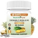 Chewable Iron Carbonyl 65 mg with Vitamin C 180 mg (for kvinder / mænd) - Tablet i Ananapple Flavor 60 Count (1)