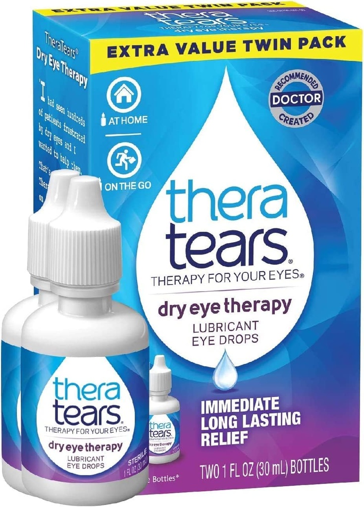 TheraTears Smøremiddel øjendråber - 1 oz, pakke med 2