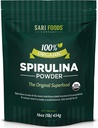 Organisk Spirulina pulver (16 Ounce): naturligt Vegansk, Forsyninger Folat, Vitamin B12, Jern, Omega Fedtsyrer, GLA, Beta Caroten, Chlorophyll, Aminosyrer