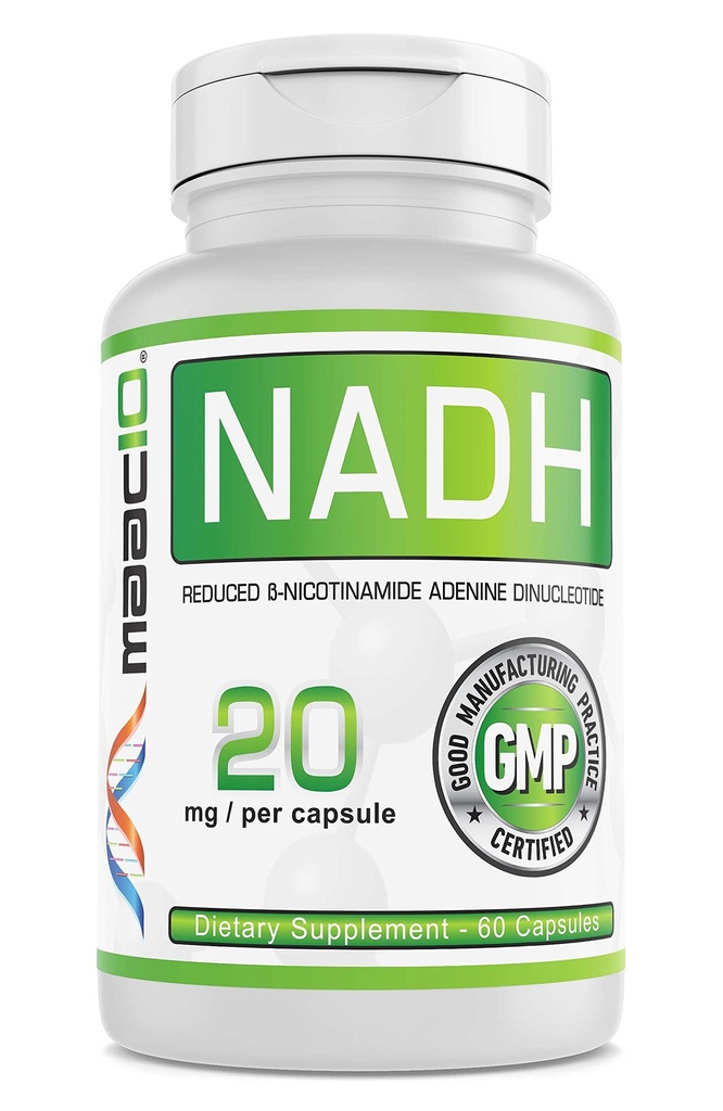 MAAC10 NADH Supplement 20mg Hver 60 kapsler for energi, træthed, mental fokus & NAD + Longevity Support Б124; Pharmaceutical Grade 99% Pure NADH
