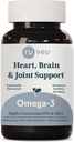ruved Omega-3 - Omega 3 Fish Oil, 1000mg Per Capsule, EPA & DHA Fish Oil Supplement for kvinder & mænd, Heart, Brain, & Joint Support - 60 Softgel kapsler (1 greve)