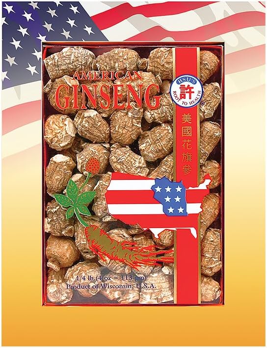 Hsu 's SKU 0168- S4 American Ginseng Pearl små rødder 4 oz Box - Premium 100% Wisconsin dyrkede hele Ginseng rødder