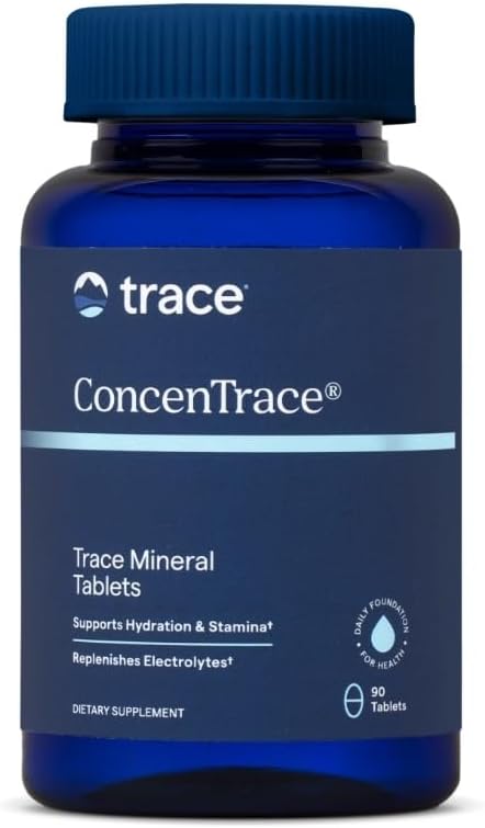 Trace Minerals ConcenTrace Trace Minerals Tablets - Daily Supplement for Samlet Wellness - Natural Energy, Knoglestyrke, Sund Connective Tissue & Immunsystem Support - 90 Greve (30 Servere)