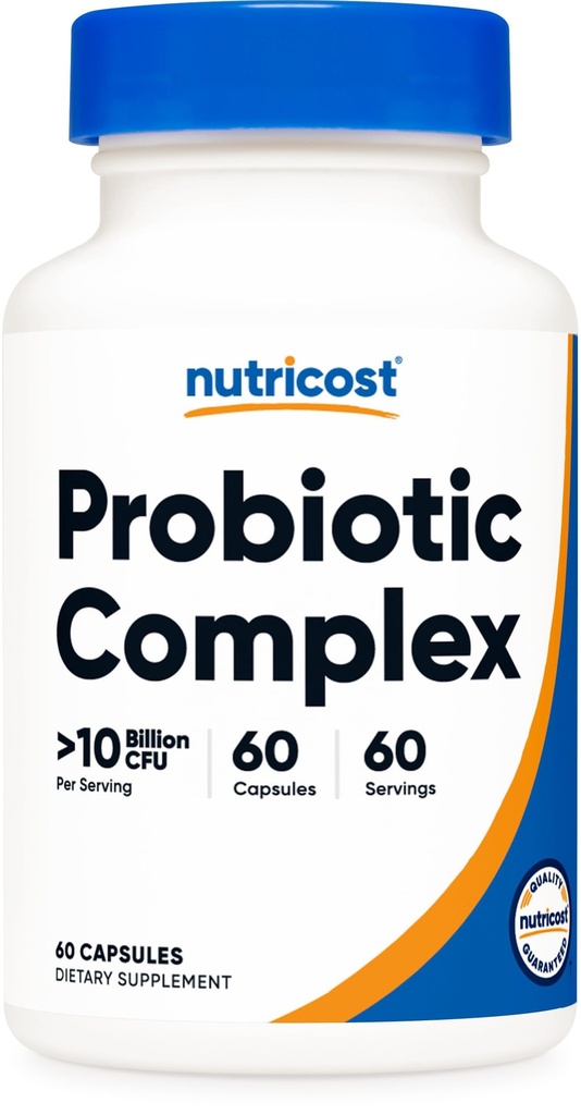 Nutricost Probiotic Complex (10 Millioner CFU) 60 Kapsler - Acidophilus Plus 9 Andre Probiotika, Non- GMO, Gluten Free Supplement