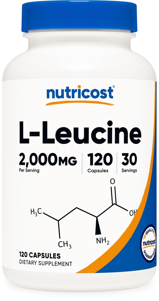 Nutricost L- Leucin 2,000mg, 120 Vegetariske kapsler, Non- GMO, Gluten Free, 30 Servere