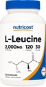 Nutricost L- Leucin 2,000mg, 120 Vegetariske kapsler, Non- GMO, Gluten Free, 30 Servere