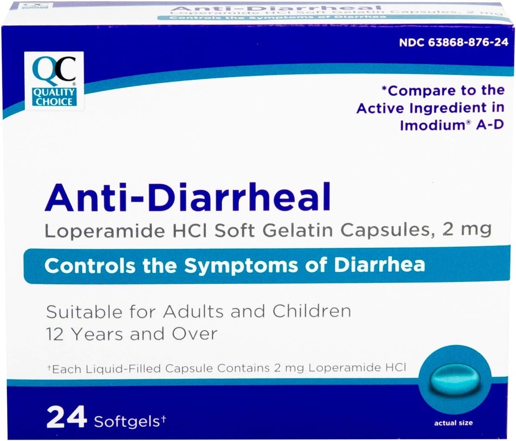 Kvalitetsvalg Loperamid 2mg Anti- Diarré 24 Grev Softgel