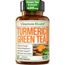 Gurkemeje Curcumin Supplement med Green Tea Extract (ECGC) & C-vitamin til fælles sundhed, energi & inflation Balance - Organic Tumerisk Curcumin med sort peber - Gluten- fri, ikke-GMO - 60 kapsler