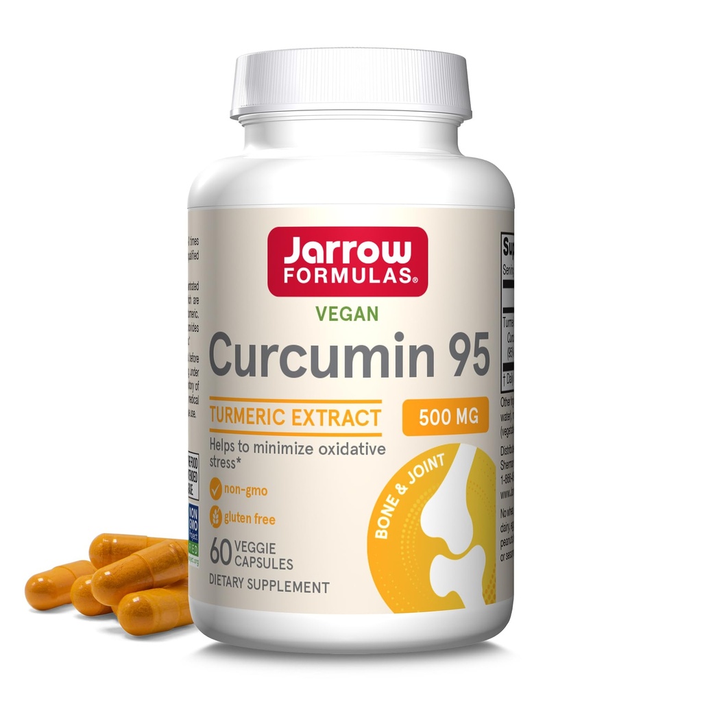 Jarrow Formulas Gurkemeje supplement - Curcumin 95, Gurkemeje kosttilskud, 500 mg for antioxidant & fælles støtte, 60 kapsler