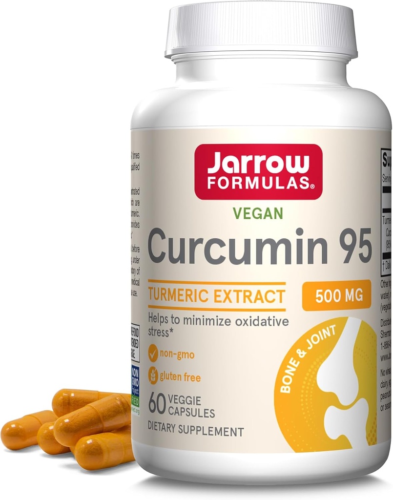 Jarrow Formulas Gurkemeje supplement - Curcumin 95, Gurkemeje kosttilskud, 500 mg for antioxidant & fælles støtte, 60 kapsler